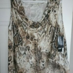 Peter Nygard Adobe khaki multi tank top 2x